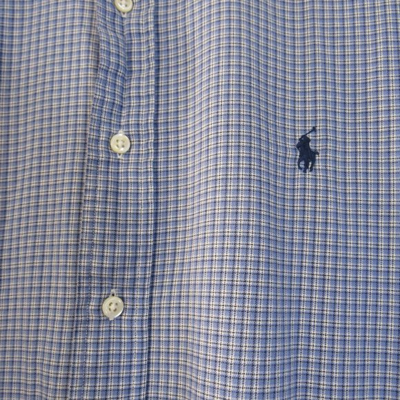 Ralph Lauren Mens Shirt Sz 17/35 Blue Plaid Button - Picture 4 of 11